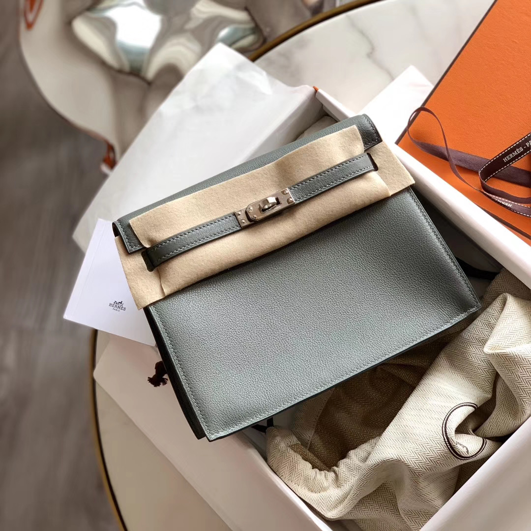 HERMES 凯莉Kelly Danse mini 杏仁绿CC63 Vert Amande  原厂Evercolor-壹号工坊_YHMode_HERMES中国官网